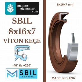 8x16x7 mm SBIL TC NBR DÖNER MİL YAĞ KEÇESİ (Viton) 8*16*7 mm